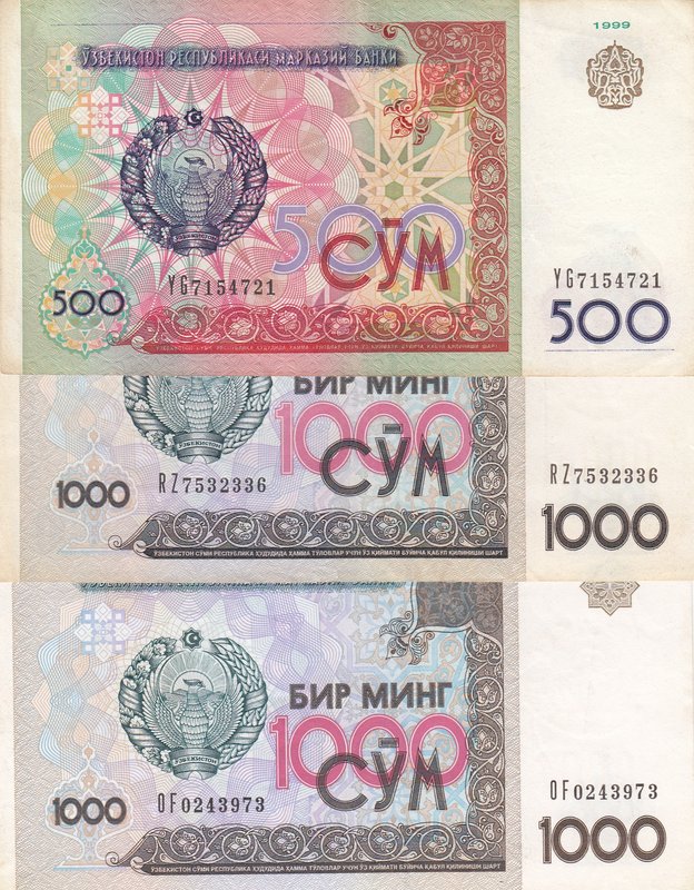 Belarus, 20 Ruble, 50 Ruble (4), 100 Ruble and 500 Ruble (2), 2000, UNC, (Total ...