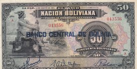 Bolivia, 50 Bolivianos, 1911, VF (+), p110
serial number: 043556
Estimate: $ 20-40