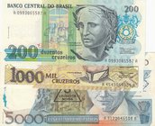 Brasil, 3 Pieces UNC Banknotes
200 Cruzeiros, 1990/ 1000 Cruzeiros, 1991/ 5000 Cruzados, 1989
Estimate: $ 10-20