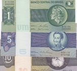 Brazil, 1 Cruzeiro, 5 Cruzeiro and 10 Cruzeiro, 1970/1980, UNC, (Total 3 banknotes)
Estimate: $ 10-20
