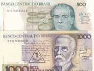 Brazil, 500 Cruzados and 1000 Cruzados, UNC, (Total 2 banknotes)
serial numbers: A 7579051551A and B 1219065083A
Estimate: $ 5-10