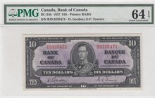 Canada, 10 dollars, 1937, UNC, p24b
PMG 64, serial number:BD 9335471
Estimate: $ 200-400