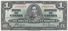 Canada, 1 Dollar, 1937, UNC (-), p58e
serial number: S/N 9315264, King George VI portrait at center, sing: Coyne and Towers
Estimate: $ 75-150
