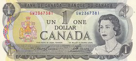 Canada, 1 Dolar, 1973, UNC, p85a
serial number: GW 2367381, Queen Elizabeth II portrait at right, signs: Lawson and Bouey.
Estimate: $ 5-10