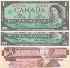 Canada, 2 Dollars ve 1 Dollar, 1986/ 1967, UNC, p94b/ p74b, (Total 3 Banknotes)
serial numbers: EGD3140978, OO 5787423, Signature Thiessen-Crow (for ...
