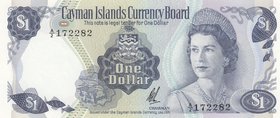 Cayman Islands, 1 Dollar, 1971, UNC, p1b
serial number: A2 172282, A/2 Serial, Portrait of Queen Eizabeth II
Estimate: $ 100-150