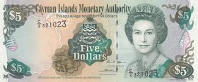 Cayman Islands, 5 Dollars, 2009, UNC, p34b
serial number: C/2 321023, Portrait of Queen Elizabeth II, Signature Titles Financial Secretary and Managi...