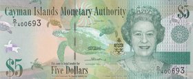 Cayman Islands, 5 Dollars, 2010, UNC, p39a
serial number: D/I 400693, Portrait of Mature Queen Elizabeth II
Estimate: $ 20-40