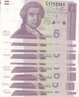 Croatia, 5 Dinara, 1991, UNC, p17, (Total 9 banknotes)
Estimate: $ 5-10