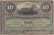 Cuba, 10 Pesos, 1896, VF (+), p49
serial number: 351248, Banco Espanol De La Isla De Cuba
Estimate: $ 10-20