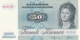 Denmark, 50 Kroner, 1972, UNC, p50a
serial number: A2761B, Mrs Ryberg portrait at right
Estimate: $ 50-100