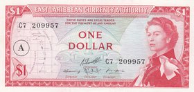East Caribbean States, 1 Dollar, 1965, UNC, p13h
serial number: C7 209957, Antigua Island, Queen Elizabeth II portrait
Estimate: $ 25-50