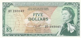East Caribbean States, 5 Dollars, 1974, UNC, p14h2
serial number: D7 293047, Queen Elizabeth II portrait
Estimate: $ 75-150