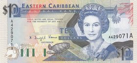 East Caribbean, 10 Dollars, 1993, UNC, p27a
Queen Elizabeth II Bankonte, serial number: A 429071A
Estimate: $ 200-400