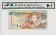 East Caribbean, 50 dollars, 1994, UNC, p34m
PMG 66 EPQ, serial number:A696041M
Estimate: $ 200-400