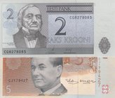 Estonia, 2 Krooni and 5 Krooni, 2006/1994, UNC, p85/p76, (Total 2 banknotes)
serial numbers: CG 8278085 and CJ 179427
Estimate: $ 5-10