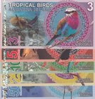 Tropical Birds lot, 3 Dollars, 5 Dollars, 10 Dollars, 25 Dollars and 50 Dollars, 2017, UNC, FANTASY BANKNOTES, (Total 5 banknotes)
Estimate: $ 10-20