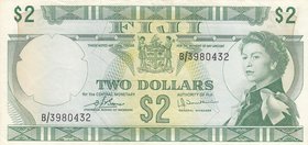 Fiji, 2 Dollars, 1974, XF, p72c
serial number: B/3 980432, Queen Elizabeth II portrait
Estimate: $ 30-60