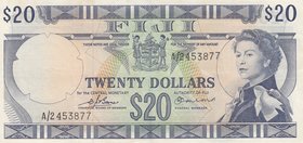 Fiji, 20 Dollars, 1974, XF, p74b
serial number: A/2 453877, Queen Elizabeth II portrait
Estimate: $ 200-400