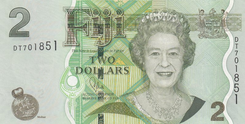Fiji, 2 Dollars, 2011, UNC, p109b
serial number: DT 701851, Queen Elizabeth II ...