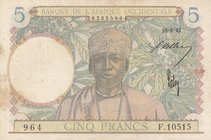 France, 5 Francs, 1942, XF, p25
serial number: 946 F.10515, Figure of Traditional Man
Estimate: $ 10-20