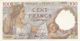 France, 100 Francs, 1942, UNC, p94
serial number: U.29259 067
Estimate: $ 50-100