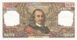 France, 100 Francs, 1977, XF, p149f
serial number: N.1144 45769, Pierre Corneille portrait at center
Estimate: $ 25-50
