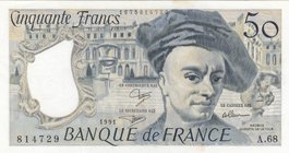 France, 50 Francs, 1991, UNC, p152e
serial number: A.68 814729, Maurice Quentin de La Tour portrait at right
Estimate: $ 25-50