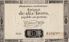 France, Assginat, 10 Livres, 1792, VF, pA66 
serial number: 14983
Estimate: $ 10-20