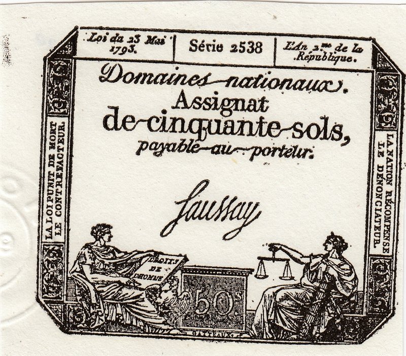 France, Assginat, 50 Sols, 1793, UNC, pA70
serial number: 2538, for collector I...