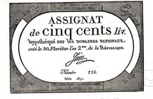 France, Assginat, 500 Livres, 1794, UNC, pA77 
serial number: 2891, for collector Issue
Estimate: $ 25-50