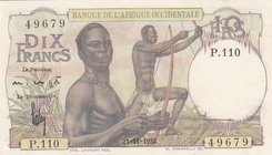 French West Africa, 10 Francs, 1953, UNC, p37
serial number: P.110 49679, Portrait of Bow Hunter 2 Men
Estimate: $ 20-40