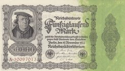 Germany, 50.000 Mark, 1922, UNC (-), p79
serial number: A 30097013
Estimate: $ 20-40