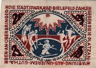 Germany, Notgeld, 25 Mark, 1921, AUNC
SILK BANKNOTE, Bielefeld Silk Germany Banknote
Estimate: $ 25-50