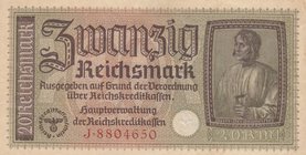 Germany, 20 Reichsmark, 1940-45, AUNC (-), Pr139
serial number: J.8804650
Estimate: $ 15-30