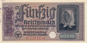Germany, 50 Reichsmark, 1940-45, UNC (-), pR140, STAMPED
serial number: B.2232830, İmmediately after the end of the war, Reichs Credit Treasury Notes...