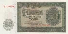 Germany Democratic Republic, 100 Mark, 1948, UNC, p14b
serial number: CK 2882506, Double letter prefix
Estimate: $ 10-20