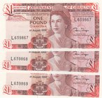 Gibraltar, 1 Pound, 1988, UNC, p20e, (Total 3 Consecutive Banknotes)
serial numbers: L639867, L639868, L639869, Portrait of Elizabeth II
Estimate: $...