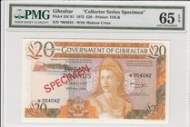 Gibraltar, 20 pounds, 1975, UNC, p23CS1, SPECİMEN
PMG 65, serial number:004042
Estimate: $ 300-500