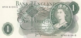 Great Britain, 1 Pound, 1970-77, UNC, p374g
serial number: HT40 612415, Portrait of Queen Elizabeth II
Estimate: $ 10-20