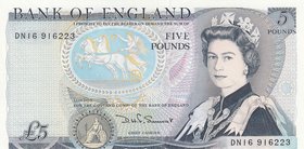 Great Britain, 5 Pounds, 1986, UNC, p378c
serial number: DN16 916223, Signature D.H.F. Somerset, Portrait of Queen Elizabeth II
Estimate: $ 30-50