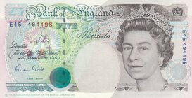Great Britain, 5 Pound, 1990, UNC, p382a
serial number: E45 494498, Queen Elizabeth II portrait, sign: Gill
Estimate: $ 15-30
