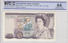 Great Britain, 20 Pounds, 1970, UNC, p380b
PCGS 64, serial number: C19 986412, Queen Elizabeth II portrait at right
Estimate: $ 50-100