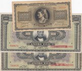 Greece, 3 Pieces Mixing Condition Banknotes
1000 Drachmai, 1926, VF/ 1000 Drachmai, 1926, FINE/ 1000 Drachmai, 1942, XF
Estimate: $ 20-40