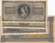 Greece, 4 Pieces Mixing Condition Banknotes
5000000 Drachmai, 1944, AUNC/ 5000 Drachmai, 1943, AUNC/ 1000 Drachmai, 1942, XF/ 1000 Drachmai, 1941, VF...