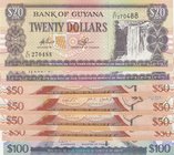 Guyana, 7 Pieces UNC Banknotes
20 Dollars, 1996 (x2)/ 50 Dollars, 2016 (x4)/ 100 Dollars, 2016
Estimate: $ 10-20