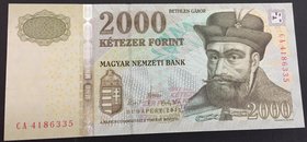 Hungary, 2.000 Forint, 2013, UNC, p198d
serial number: CA 4186335, King Gabriel Bethlen portrait at right
Estimate: $ 15-30