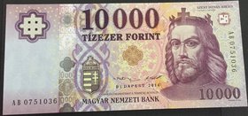 Hungary, 10.000 Forint, 2014, UNC, p202a
serial number: ab 0751036, King St Stephen portrait at right
Estimate: $ 50-100
