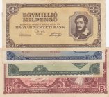 Hungary, 100.000 Pengö, 1.000.000 Pengö (2) and 100.000.000 Pengö, VF / XF, (Total 4 banknotes)
Estimate: $ 5-10