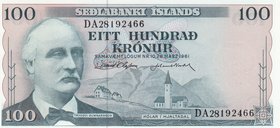 Iceland, 100 Kronurs, 1961, UNC, p44a
serial number: DA28192466, Portrait of Tryggvi Gunnarsson
Estimate: $ 20-40